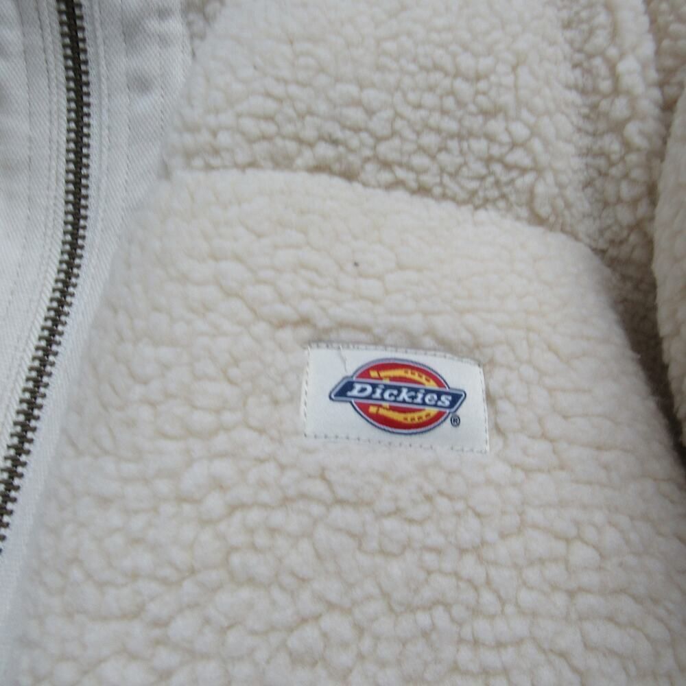 Dickies Women Large Cream Mount Hope Sherpa Puffer Full Zip Jacket - Picture 3 of 6